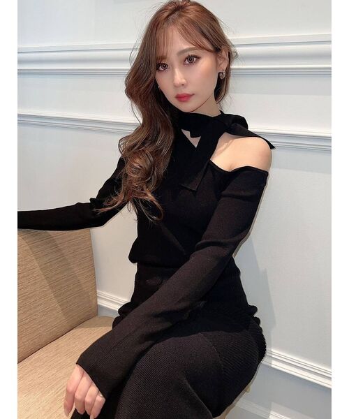 RESEXXY(リゼクシー)の「ワンショルチョーカーニット(ニット/セーター・レディース・ホワイト/ブラック/ベージュ/ミント・FREE)」の8枚目の写真