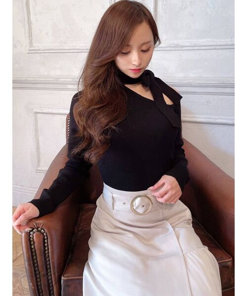 RESEXXY(リゼクシー)の「ワンショルチョーカーニット(ニット/セーター・レディース・ホワイト/ブラック/ベージュ/ミント・FREE)」の7枚目の写真