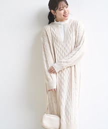 rps | キーネックケーブルニットワンピース(ワンピース)