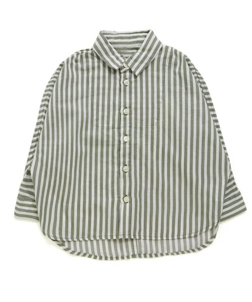 Ampersand(アンパサンド)の「premier ストライプドルマンシャツ(シャツ/ブラウス・キッズ・ブラック/ブルー/グリーン・90/100/110/120/80/130/70/140)」の2枚目の写真