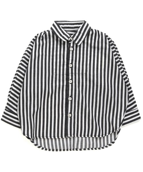 Ampersand(アンパサンド)の「premier ストライプドルマンシャツ(シャツ/ブラウス・キッズ・ブラック/ブルー/グリーン・90/100/110/120/80/130/70/140)」の1枚目の写真
