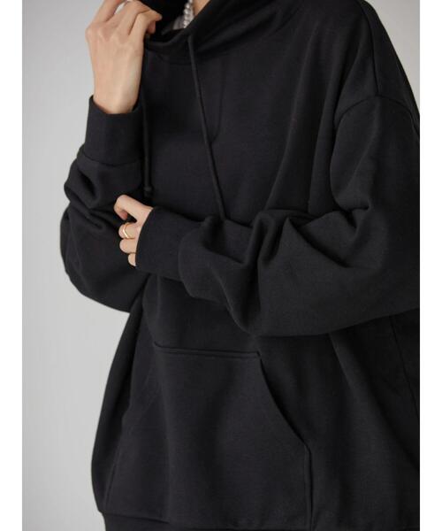 AMERICAN HOLIC（アメリカンホリック）の「ハイネックポケット付き裏毛プルオーバー（スウェット・レディース・ブラック/アイボリー/モカ・L/M）」の12枚目の写真