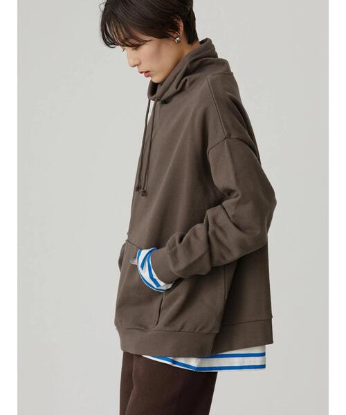 AMERICAN HOLIC（アメリカンホリック）の「ハイネックポケット付き裏毛プルオーバー（スウェット・レディース・ブラック/アイボリー/モカ・L/M）」の21枚目の写真