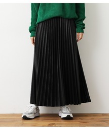 Fレザーカラープリーツスカート