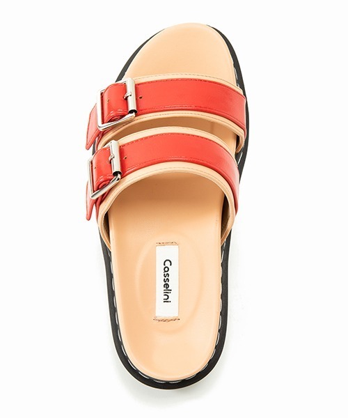 Casselini（キャセリーニ）の「Casselini(キャセリーニ)ダブルベルトミュール（サンダル・レディース・ブラック/レッド・S/M/L）」の10枚目の写真