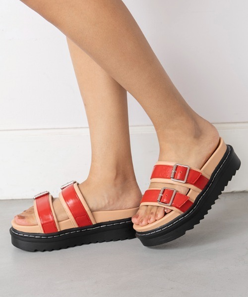 Casselini（キャセリーニ）の「Casselini(キャセリーニ)ダブルベルトミュール（サンダル・レディース・ブラック/レッド・S/M/L）」の15枚目の写真