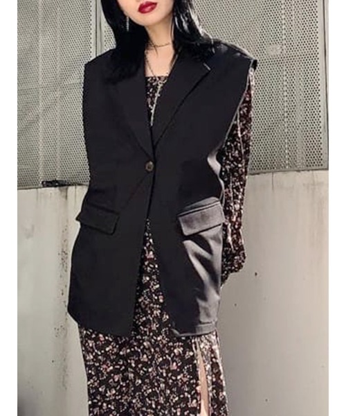 jouetie（ジュエティ）の「テーラードベストジレ（ベスト・レディース・ブラック/グリーン/アイボリー・MEDIUM）」の3枚目の写真