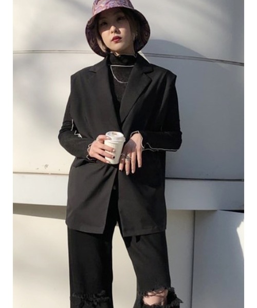 jouetie（ジュエティ）の「テーラードベストジレ（ベスト・レディース・ブラック/グリーン/アイボリー・MEDIUM）」の11枚目の写真