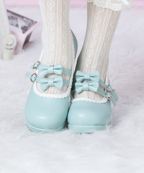 BODYLINE（ボディライン）の「リボンダブルストラップ ウェッジソールシューズ（パンプス・レディース・レッド/サックスブルー/ブラック×ホワイト/ブラック×ブラック/ホワイト×ピンク・24.0cm/22.5cm/23.5cm/24.5cm/23.0cm）」の19枚目の写真