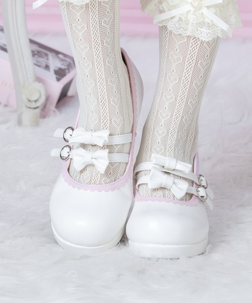 BODYLINE（ボディライン）の「リボンダブルストラップ ウェッジソールシューズ（パンプス・レディース・レッド/サックスブルー/ブラック×ホワイト/ブラック×ブラック/ホワイト×ピンク・24.0cm/22.5cm/23.5cm/24.5cm/23.0cm）」の14枚目の写真