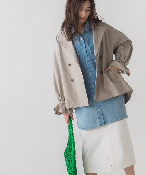 socolla（ソコラ）の「【socolla】ツイルトレンチショートジャケット（その他アウター・レディース・ベージュ/カーキ・M）」の2枚目の写真