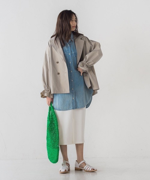 socolla（ソコラ）の「【socolla】ツイルトレンチショートジャケット（その他アウター・レディース・ベージュ/カーキ・M）」の5枚目の写真