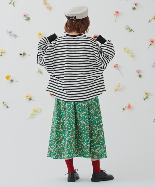 MERLOT（メルロー）の「おはなギャザースカート（スカート・レディース・ホワイト/ブラック/グリーン・FREE）」の14枚目の写真