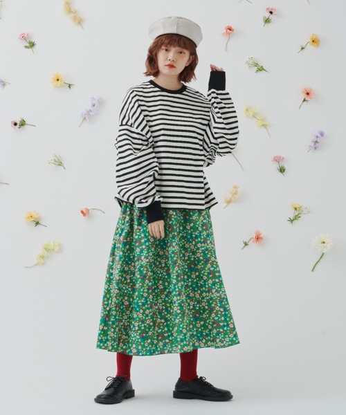 MERLOT（メルロー）の「おはなギャザースカート（スカート・レディース・ホワイト/ブラック/グリーン・FREE）」の20枚目の写真