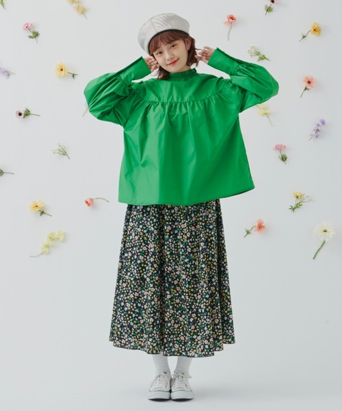 MERLOT（メルロー）の「おはなギャザースカート（スカート・レディース・ホワイト/ブラック/グリーン・FREE）」の22枚目の写真