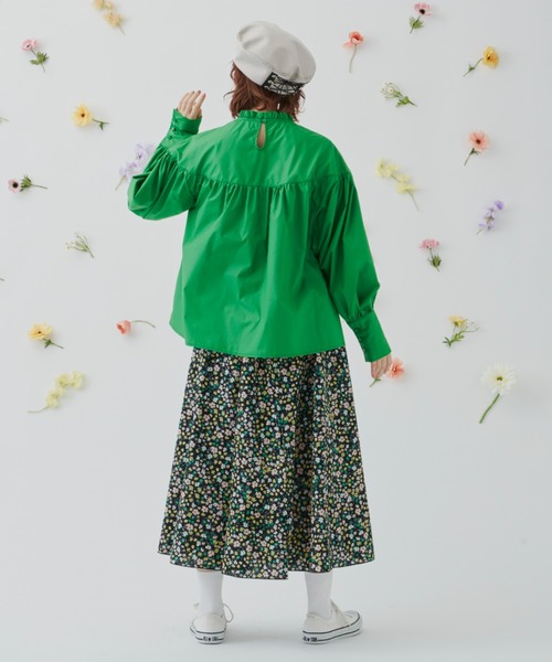 MERLOT（メルロー）の「おはなギャザースカート（スカート・レディース・ホワイト/ブラック/グリーン・FREE）」の6枚目の写真