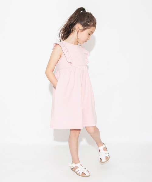 BRANSHES（ブランシェス）の「【WEB限定】無地/花柄肩フリル半袖ワンピース（ワンピース・キッズ・ブラック/ピンク/ブルー・130/100/120/110/150/140）」の22枚目の写真