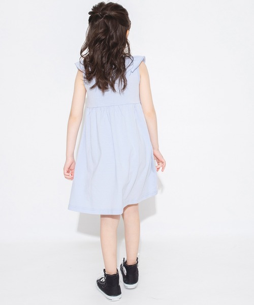 BRANSHES（ブランシェス）の「【WEB限定】無地/花柄肩フリル半袖ワンピース（ワンピース・キッズ・ブラック/ピンク/ブルー・130/100/120/110/150/140）」の15枚目の写真