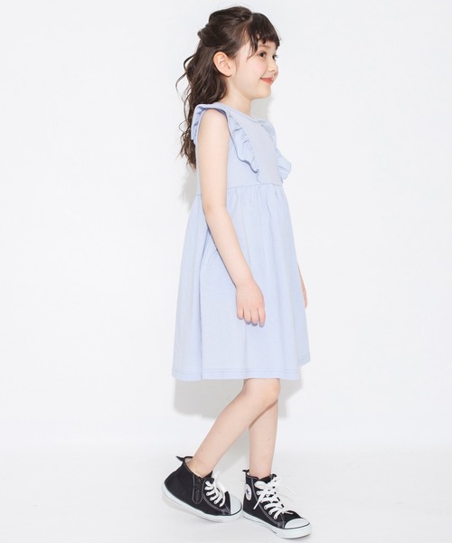 BRANSHES（ブランシェス）の「【WEB限定】無地/花柄肩フリル半袖ワンピース（ワンピース・キッズ・ブラック/ピンク/ブルー・130/100/120/110/150/140）」の11枚目の写真