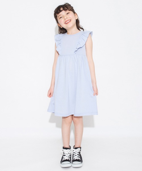 BRANSHES（ブランシェス）の「【WEB限定】無地/花柄肩フリル半袖ワンピース（ワンピース・キッズ・ブラック/ピンク/ブルー・130/100/120/110/150/140）」の10枚目の写真