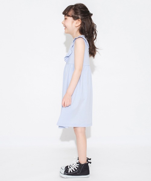 BRANSHES（ブランシェス）の「【WEB限定】無地/花柄肩フリル半袖ワンピース（ワンピース・キッズ・ブラック/ピンク/ブルー・130/100/120/110/150/140）」の12枚目の写真