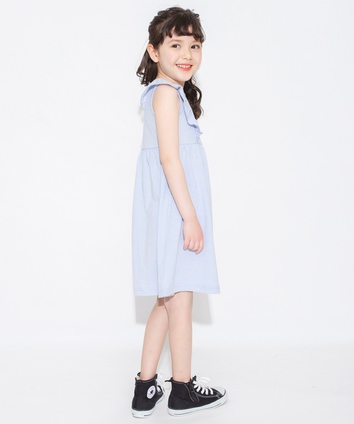 BRANSHES（ブランシェス）の「【WEB限定】無地/花柄肩フリル半袖ワンピース（ワンピース・キッズ・ブラック/ピンク/ブルー・130/100/120/110/150/140）」の13枚目の写真