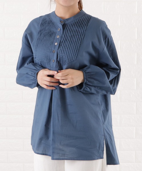 セール】コットンタックドレスシャツ 袖ボリューム ティアード（シャツ