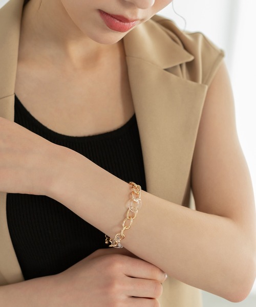 Edit Sheen（エディットシーン）の「クリアチェーンミックスブレスレット（ブレスレット・レディース・シルバー/ゴールド・FREE）」の2枚目の写真