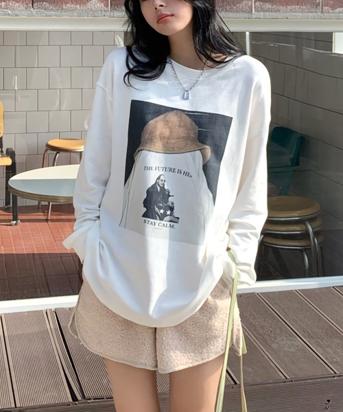 Dita（ディータ）の「デザインプルオーバールーズロンTee（Tシャツ/カットソー・レディース・ホワイト/ブラック・FREE）」の2枚目の写真