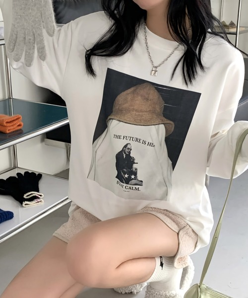 Dita（ディータ）の「デザインプルオーバールーズロンTee（Tシャツ/カットソー・レディース・ホワイト/ブラック・FREE）」の5枚目の写真