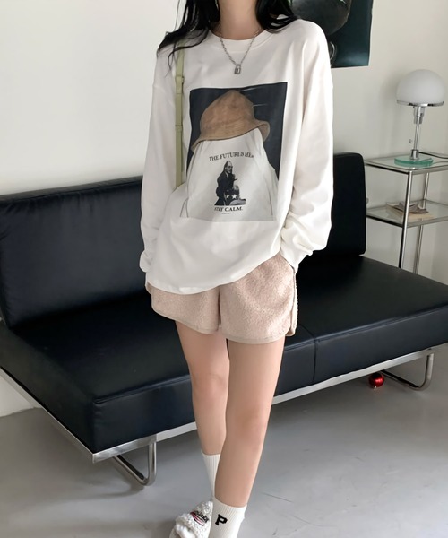 Dita（ディータ）の「デザインプルオーバールーズロンTee（Tシャツ/カットソー・レディース・ホワイト/ブラック・FREE）」の3枚目の写真