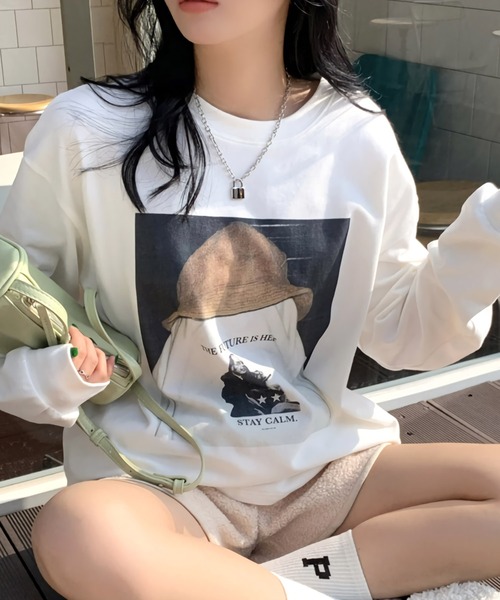 Dita（ディータ）の「デザインプルオーバールーズロンTee（Tシャツ/カットソー・レディース・ホワイト/ブラック・FREE）」の7枚目の写真