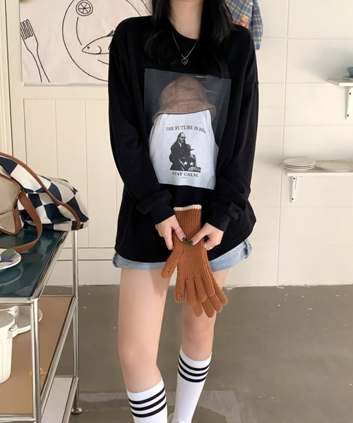 Dita（ディータ）の「デザインプルオーバールーズロンTee（Tシャツ/カットソー・レディース・ホワイト/ブラック・FREE）」の9枚目の写真