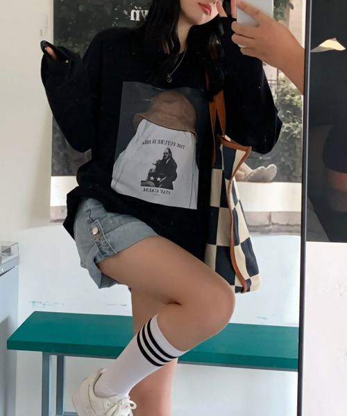 Dita（ディータ）の「デザインプルオーバールーズロンTee（Tシャツ/カットソー・レディース・ホワイト/ブラック・FREE）」の8枚目の写真