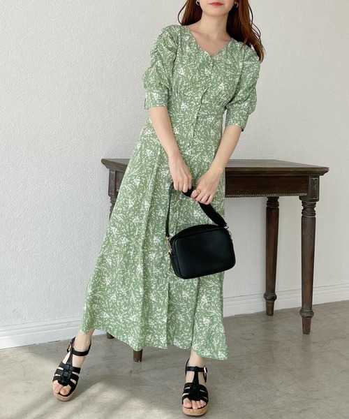 mysty woman（ミスティウーマン）の「袖コンシャスエンパイアワンピ 275295（ワンピース・レディース・アイボリー/グリーン系その他/ブラック/ブラック系/ベージュ/グリーン・FREE）」の6枚目の写真