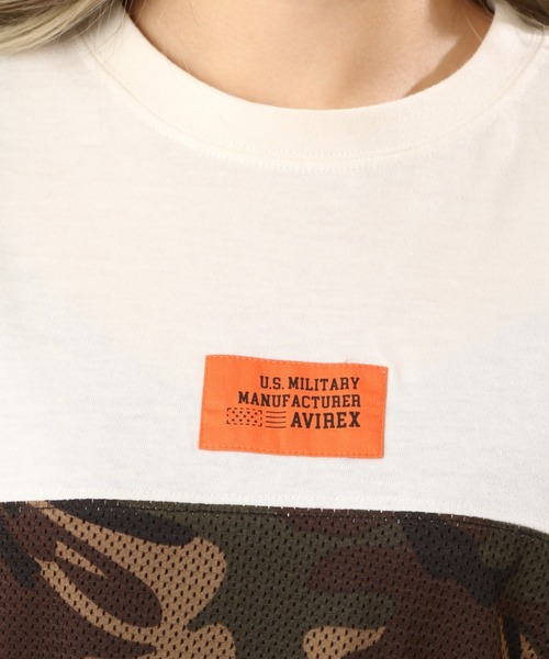 AVIREX(アヴィレックス)の「MESH PATTERN PRINTED T-SHIRT/ メッシュパターンプリントティーシャツ(Tシャツ/カットソー・レディース・オフホワイト/ブラック/ネイビー・FREE)」の8枚目の写真