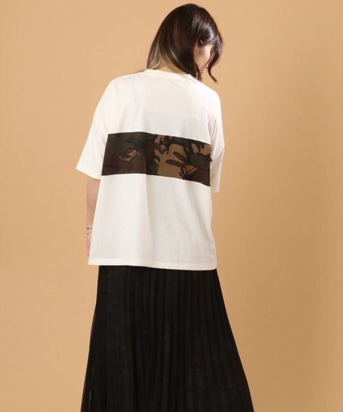 AVIREX(アヴィレックス)の「MESH PATTERN PRINTED T-SHIRT/ メッシュパターンプリントティーシャツ(Tシャツ/カットソー・レディース・オフホワイト/ブラック/ネイビー・FREE)」の10枚目の写真