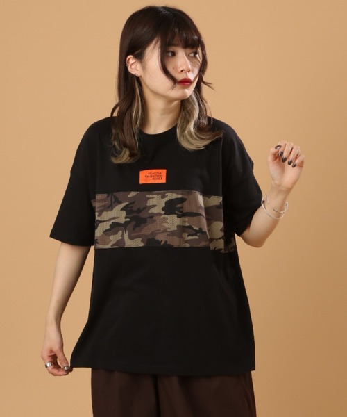 AVIREX(アヴィレックス)の「MESH PATTERN PRINTED T-SHIRT/ メッシュパターンプリントティーシャツ(Tシャツ/カットソー・レディース・オフホワイト/ブラック/ネイビー・FREE)」の11枚目の写真