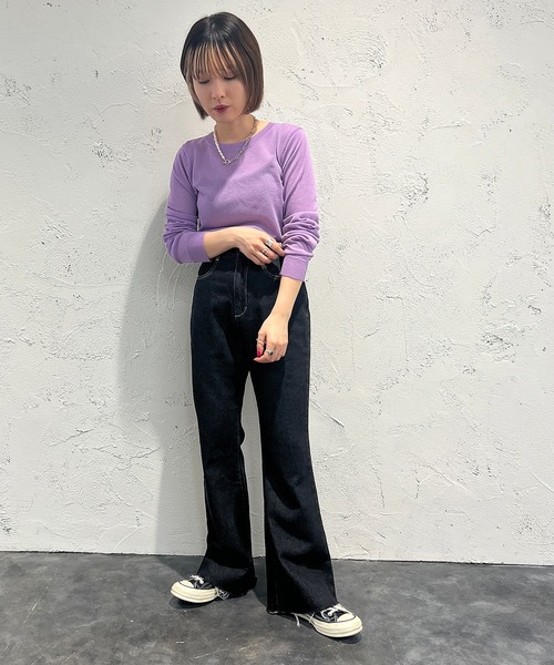 apres jour mignon（アプレジュールミニョン）の「カットオフデニムパンツ【ZOZOTOWN限定アイテム】（デニムパンツ・レディース・ブラック/ダークブルー/サックスブルー・MEDIUM/SMALL/LARGE/X-LARGE）」の8枚目の写真