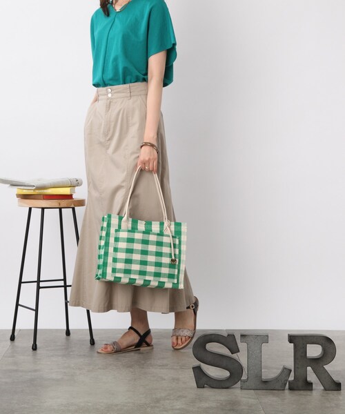 DRESKIP(ドレスキップ)の「◆ギンガムチェックスクエアトート(トートバッグ・レディース・グリーン系その他3/ブラック系1/ブルー系1・00)」の11枚目の写真