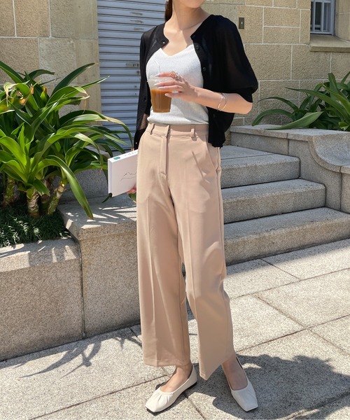 Meli rich（メリーリッチ）の「前後2way。シアーボリュームスリーブカーディガン（カーディガン/ボレロ・レディース・ブラック/オレンジ/グリーン/アイボリー・FREE）」の6枚目の写真