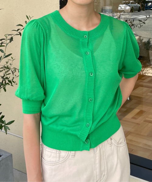 Meli rich（メリーリッチ）の「前後2way。シアーボリュームスリーブカーディガン（カーディガン/ボレロ・レディース・ブラック/オレンジ/グリーン/アイボリー・FREE）」の15枚目の写真