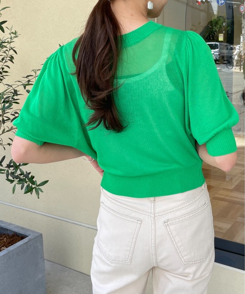 Meli rich（メリーリッチ）の「前後2way。シアーボリュームスリーブカーディガン（カーディガン/ボレロ・レディース・ブラック/オレンジ/グリーン/アイボリー・FREE）」の21枚目の写真