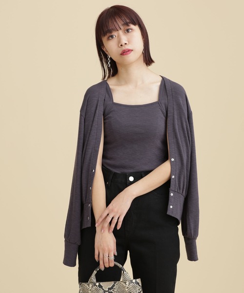 NANO universe（ナノユニバース）の「LB.04/スラブフライスアンサンブルカットトップス 長袖（アンサンブル・レディース・オフホワイト/カーキ/オレンジ/チャコール・FREE）」の3枚目の写真