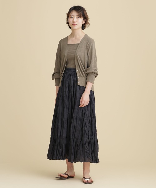 NANO universe（ナノユニバース）の「LB.04/スラブフライスアンサンブルカットトップス 長袖（アンサンブル・レディース・オフホワイト/カーキ/オレンジ/チャコール・FREE）」の8枚目の写真