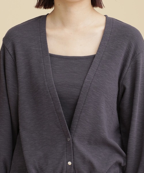 NANO universe（ナノユニバース）の「LB.04/スラブフライスアンサンブルカットトップス 長袖（アンサンブル・レディース・オフホワイト/カーキ/オレンジ/チャコール・FREE）」の13枚目の写真