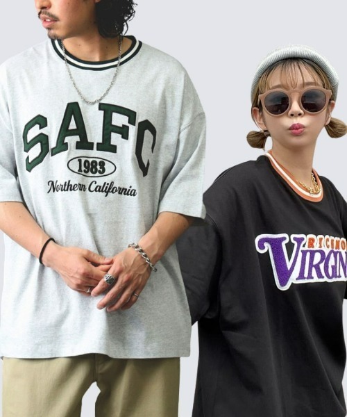 BACK NUMBER（バックナンバー）の「【BACK NUMBER】リブラインカレッジＴシャツ（Tシャツ/カットソー・メンズ・ライトグレー/ブラック/ネイビー/グリーン・S/M/L/XL）」の5枚目の写真