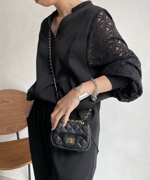 DouDou（ドゥドゥ）の「AW袖レーススキッパーブラウス（シャツ/ブラウス・レディース・ベージュ/ブラック/オフホワイト・FREE）」の13枚目の写真