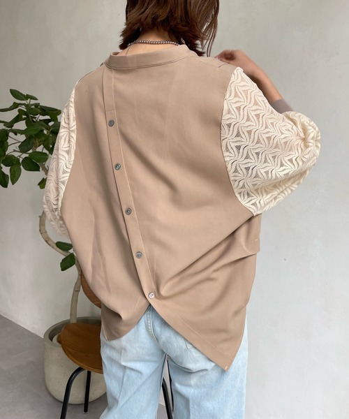 DouDou（ドゥドゥ）の「AW袖レーススキッパーブラウス（シャツ/ブラウス・レディース・ベージュ/ブラック/オフホワイト・FREE）」の17枚目の写真