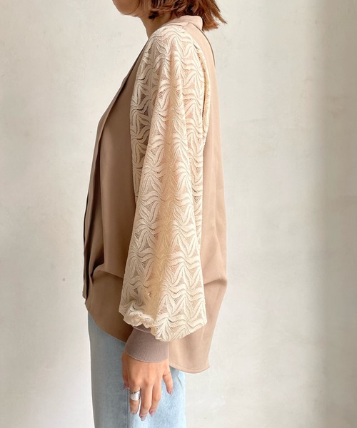 DouDou（ドゥドゥ）の「AW袖レーススキッパーブラウス（シャツ/ブラウス・レディース・ベージュ/ブラック/オフホワイト・FREE）」の12枚目の写真